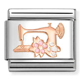 Nomination Composable Classic Link 430202/28 Sewing Machine 9K Rose Gold and Enamel